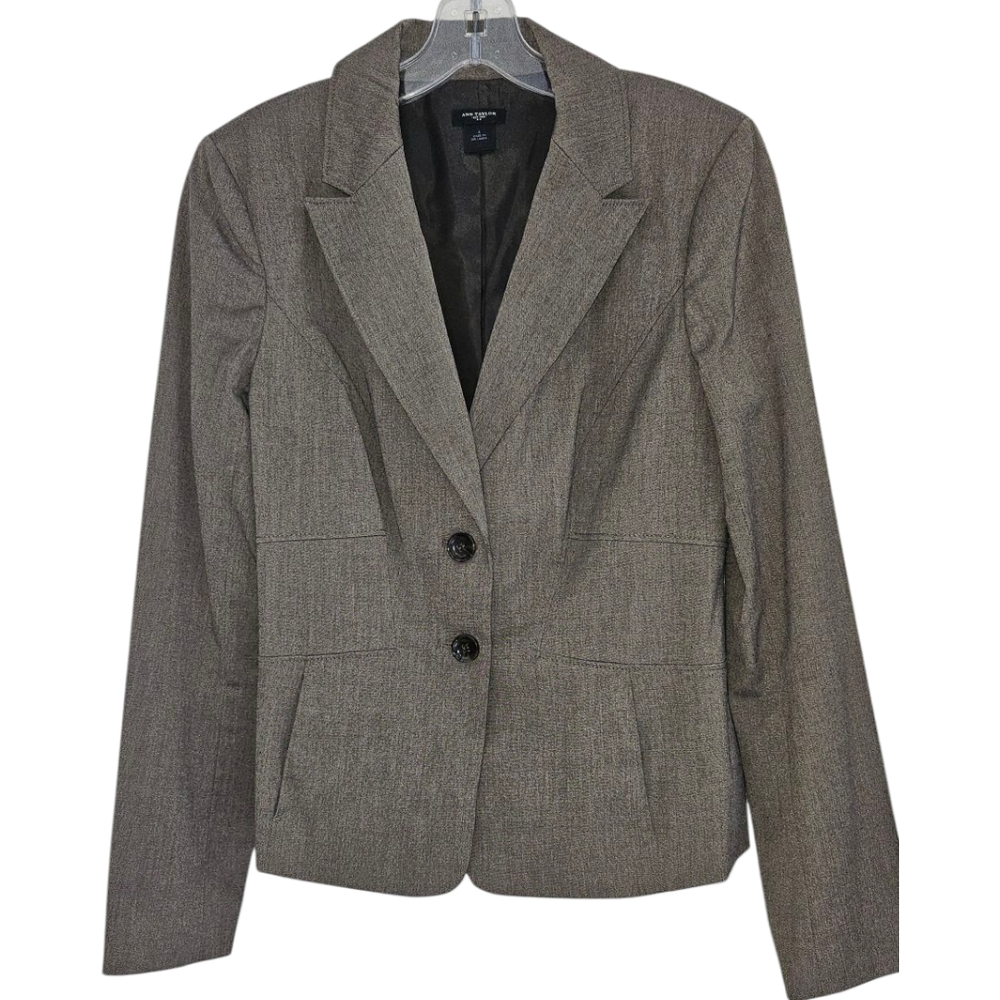 Ann Taylor Taupe Textured Two-Button Tailored Blazer - Size 4